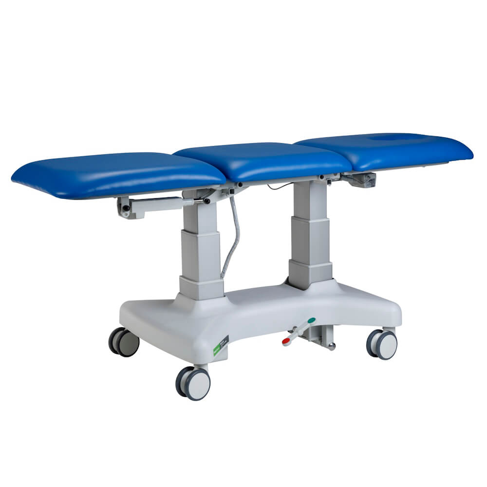 Plinth Medical 3 Section Platinum Electric Treatment Couch 94PLI-3 at a raised working height