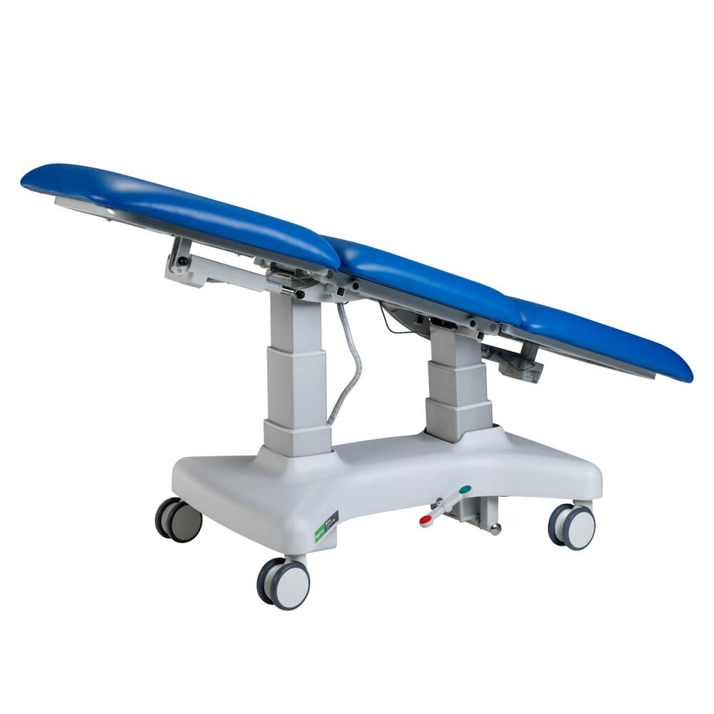 Plinth Medical 3 Section Platinum Electric Treatment Couch 94PLI-3 tilted