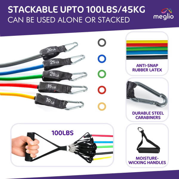 Meglio Resistance Band Tubing Set